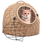 vidaXL Katzen-Transportkorb Grau 45x35x35 cm Natürliche Weide