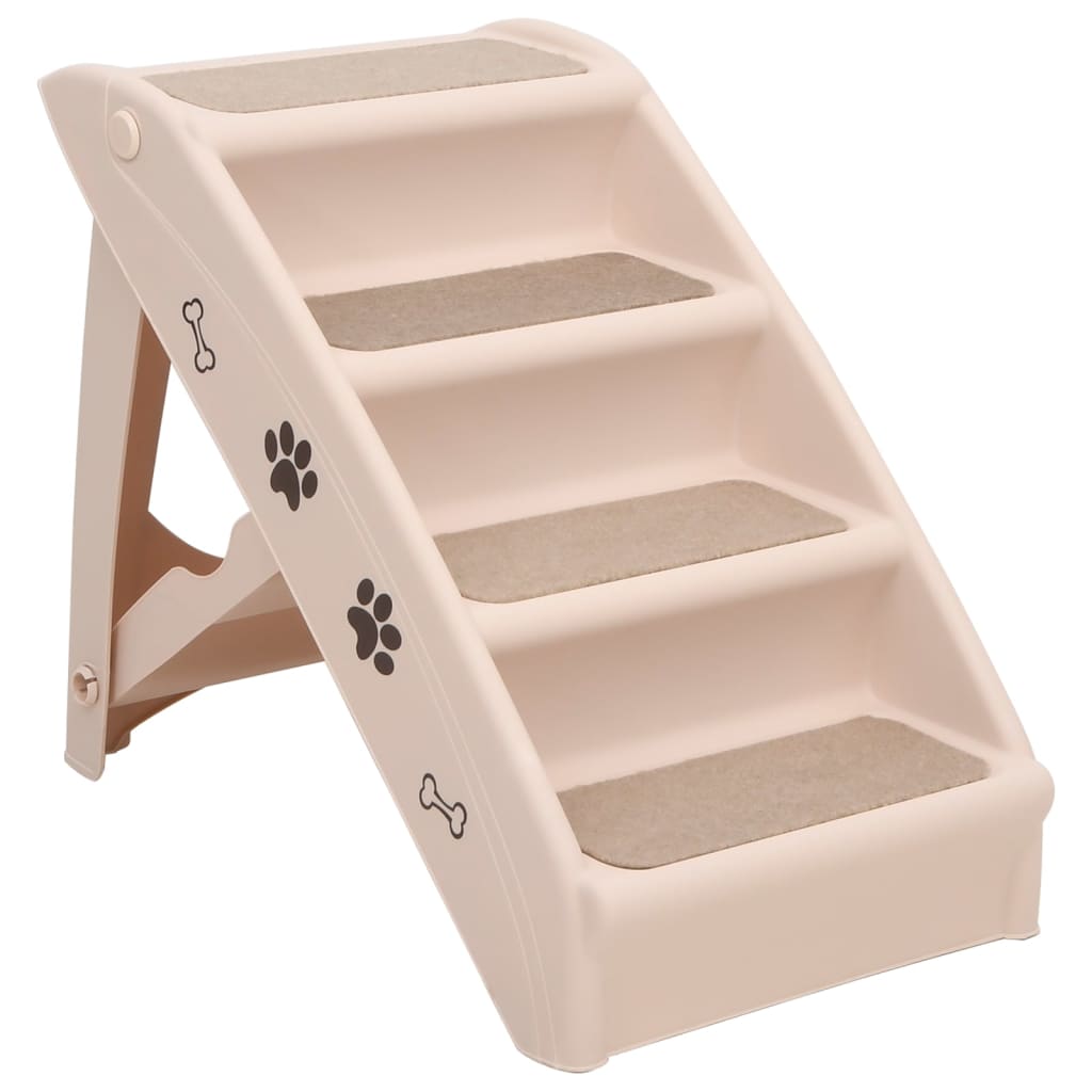 vidaXL Katzentreppe & Hundetreppe Klappbar Creme 62x40x49,5 cm