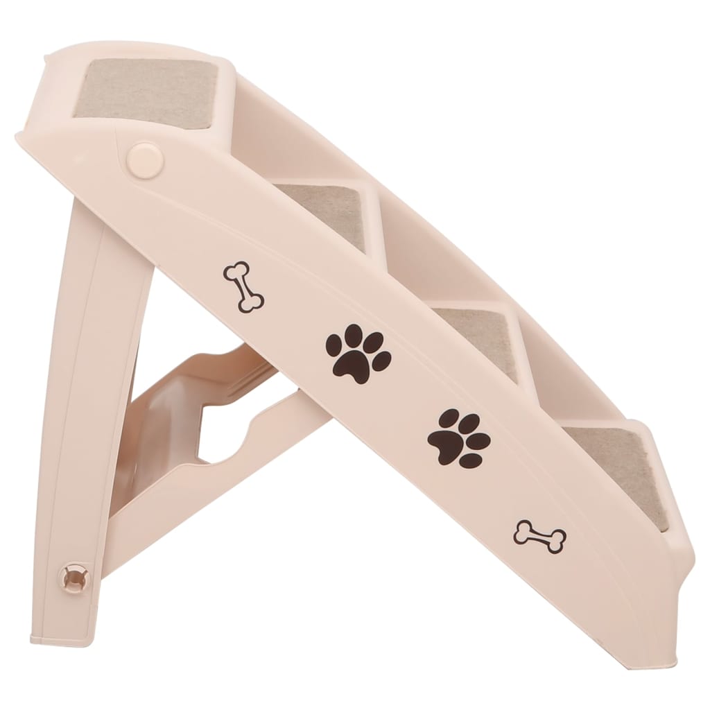 vidaXL Katzentreppe & Hundetreppe Klappbar Creme 62x40x49,5 cm