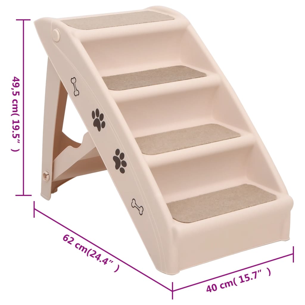 vidaXL Katzentreppe & Hundetreppe Klappbar Creme 62x40x49,5 cm