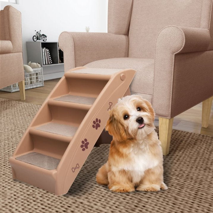 vidaXL Katzentreppe & Hundetreppe Klappbar Creme 62x40x49,5 cm
