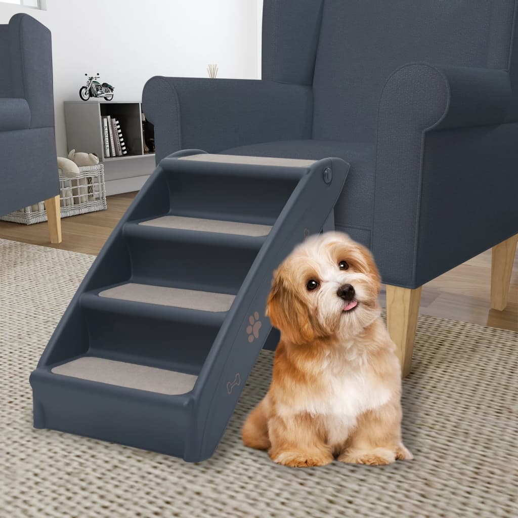 vidaXL Katzentreppe & Hundetreppe Klappbar Creme 62x40x49,5 cm