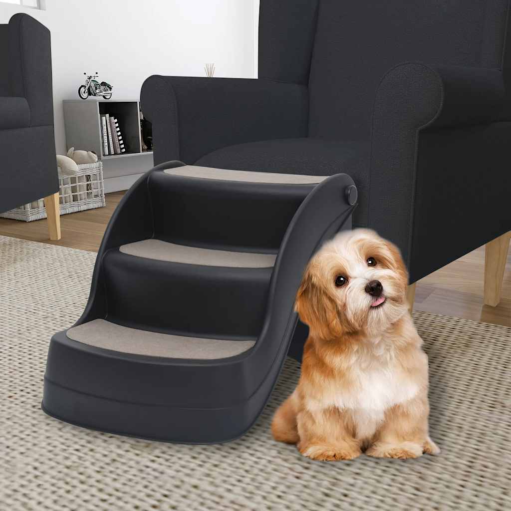 vidaXL Katzentreppe & Hundetreppe mit 3 Stufen Klappbar Creme 50x38x38 cm Kunststoff