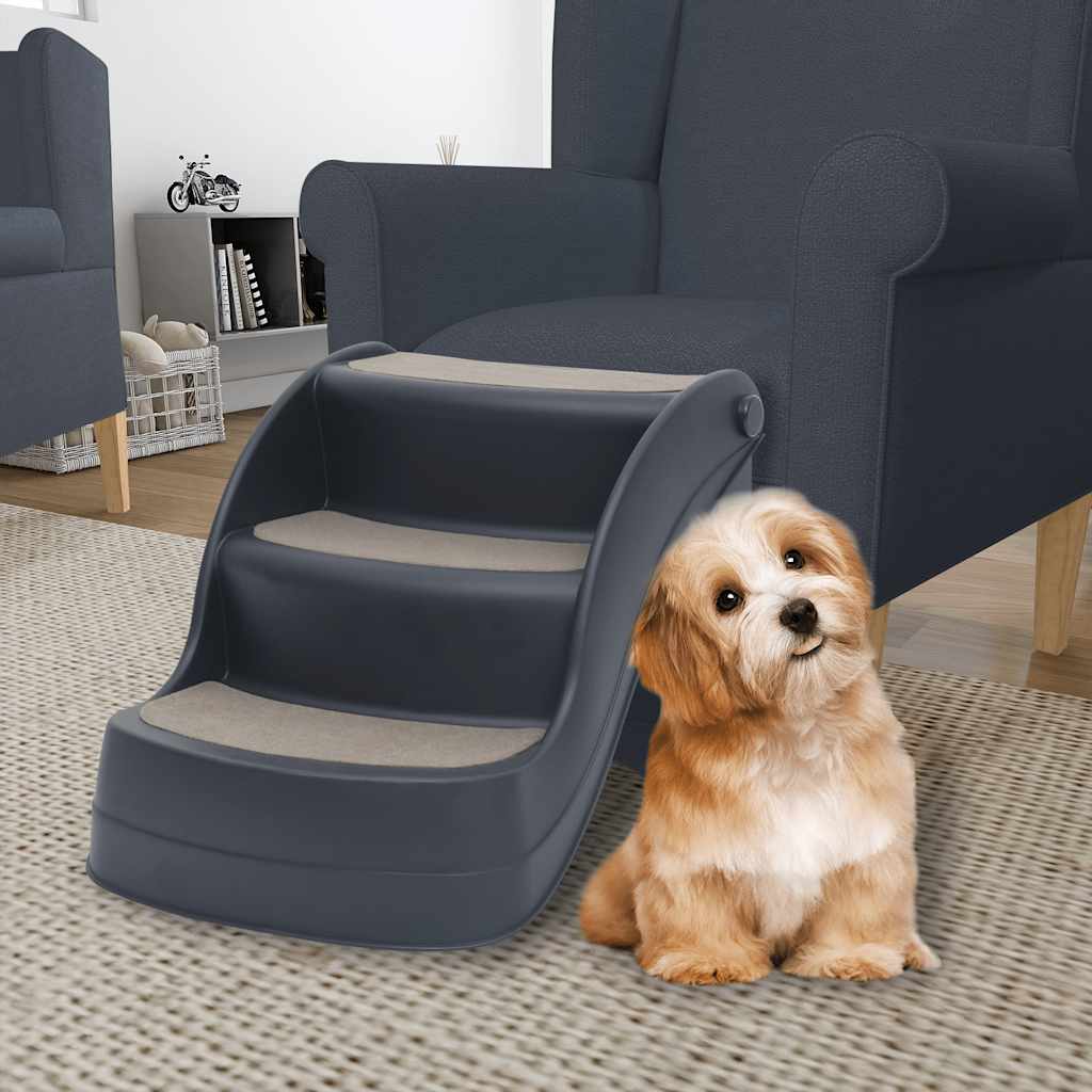 vidaXL Katzentreppe & Hundetreppe mit 3 Stufen Klappbar Creme 50x38x38 cm Kunststoff