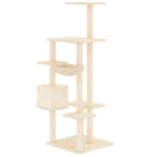 vidaXL Kratzbaum mit Sisal-Kratzsäulen Creme 142 cm