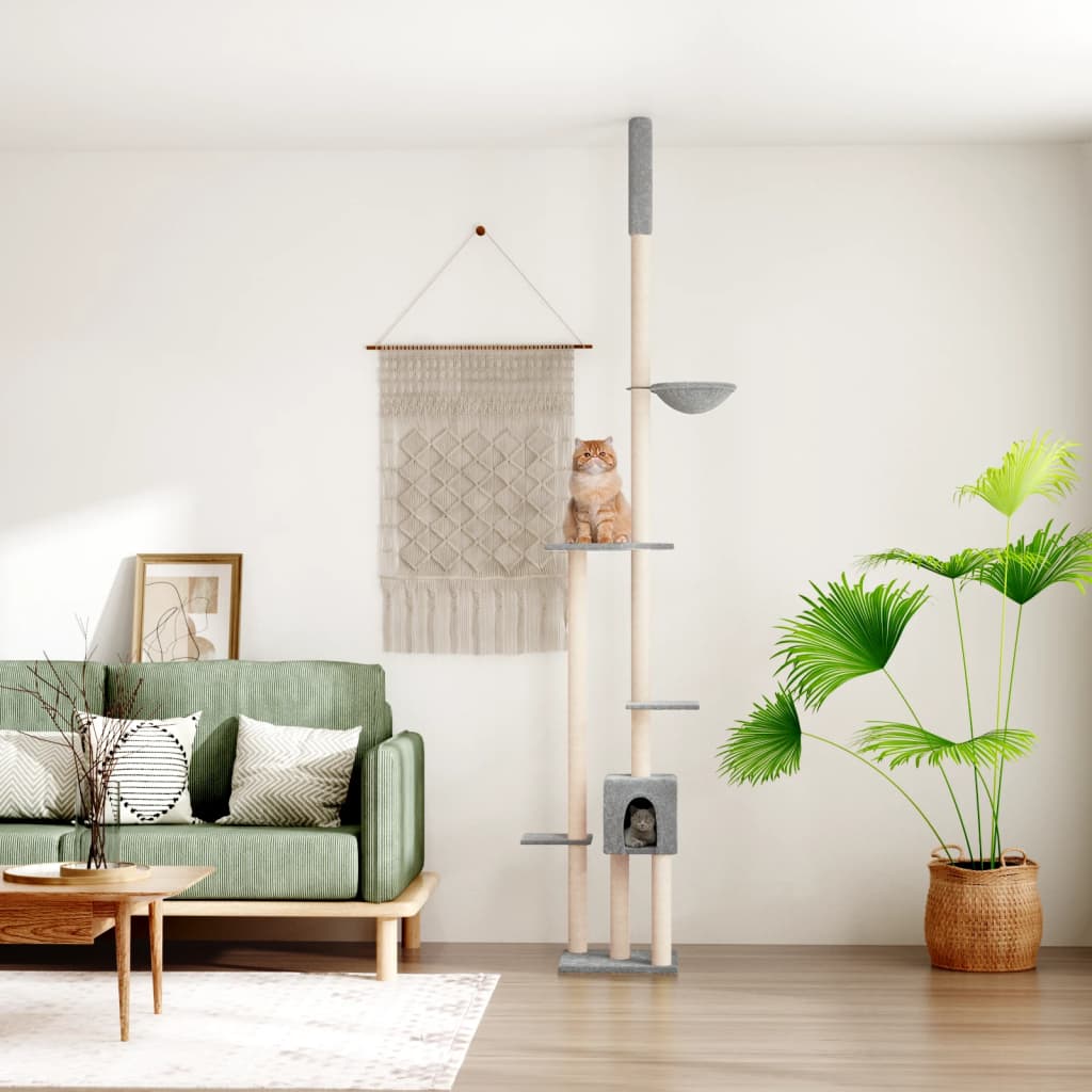 vidaXL Kratzbaum Deckenhoch Creme 258,5-284,5 cm