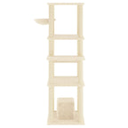 vidaXL Kratzbaum mit Sisal-Kratzsäulen Creme 154 cm