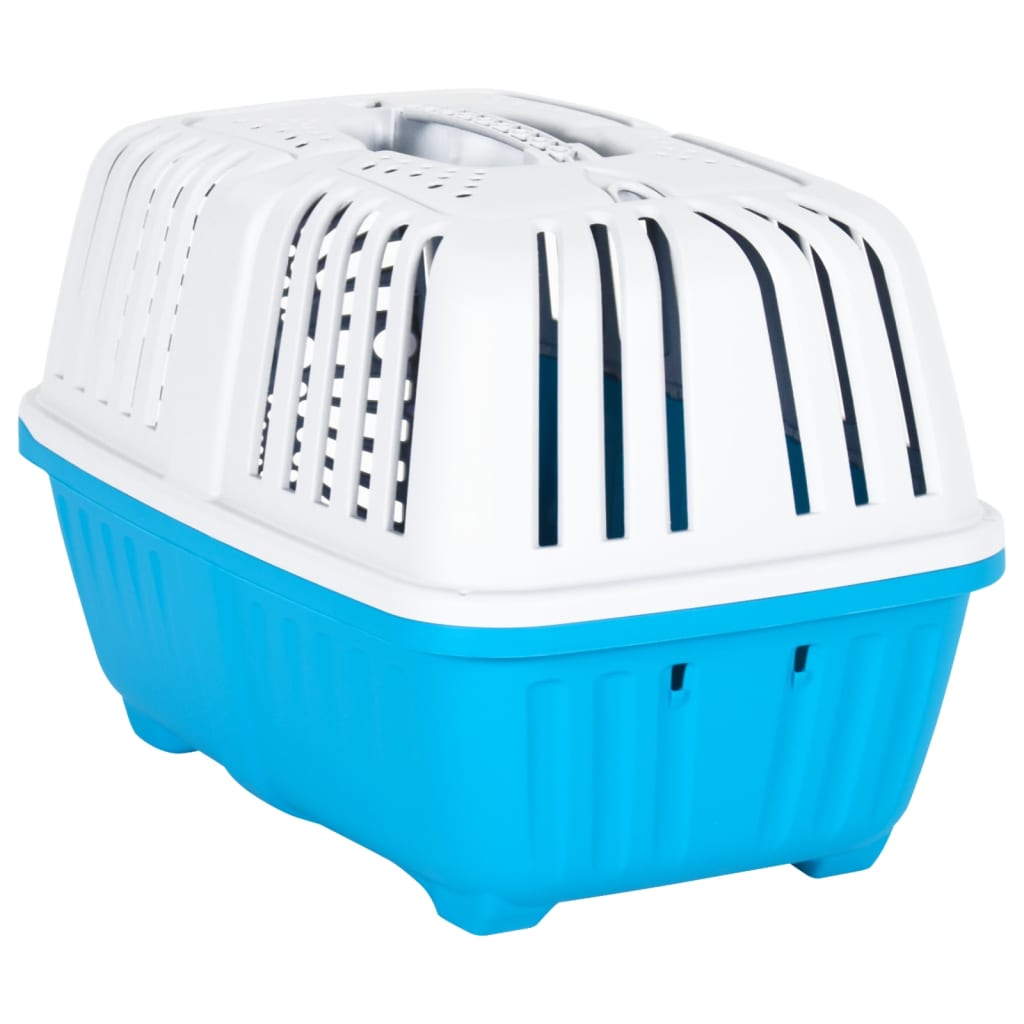 vidaXL Transportbox für Haustiere & Katzentransportbox Weiß Blau 48x31,5x33 cm Polypropylen