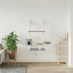 vidaXL Kratzbaum mit Kratzsäule Wandmontage Hellgrau 153 cm