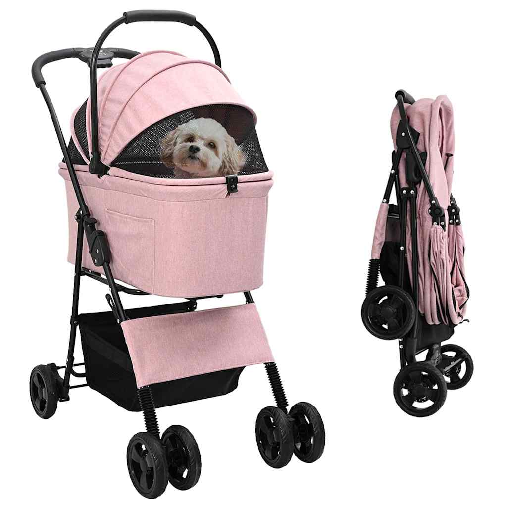vidaXL Faltbarer Katzenwagen & Hundewagen Haustierwagen Rosa 81 x 47 x 99 cm 600D Oxford Stoff