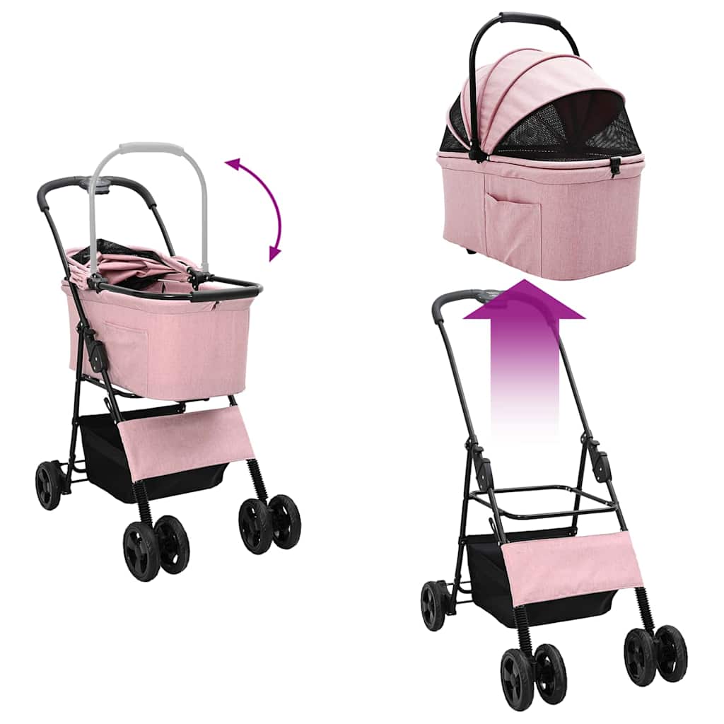 vidaXL Faltbarer Katzenwagen & Hundewagen Haustierwagen Rosa 81 x 47 x 99 cm 600D Oxford Stoff