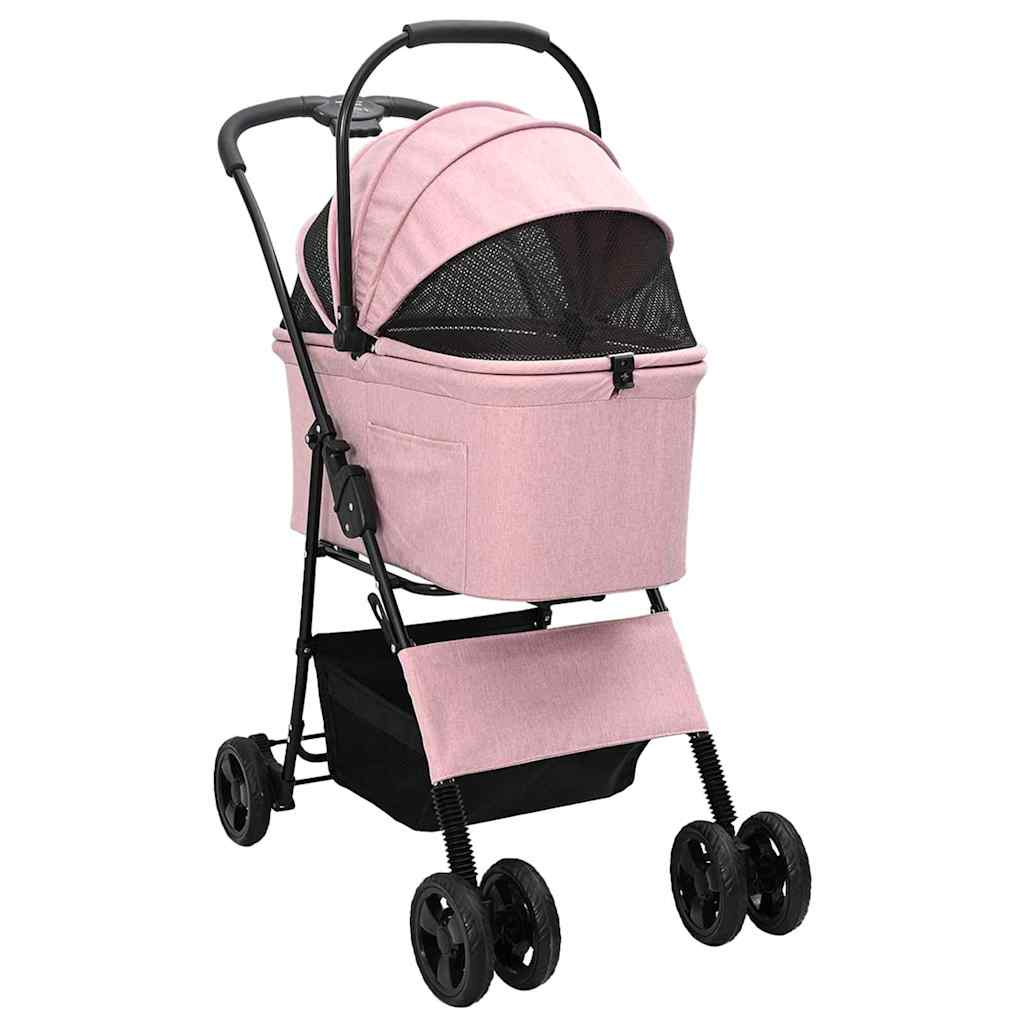 vidaXL Faltbarer Katzenwagen & Hundewagen Haustierwagen Rosa 81 x 47 x 99 cm 600D Oxford Stoff