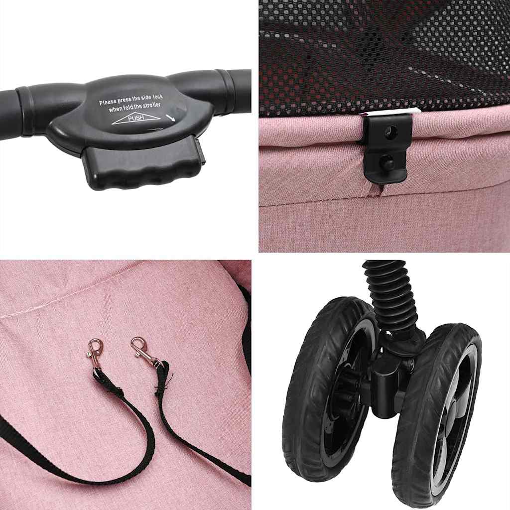 vidaXL Faltbarer Katzenwagen & Hundewagen Haustierwagen Rosa 81 x 47 x 99 cm 600D Oxford Stoff
