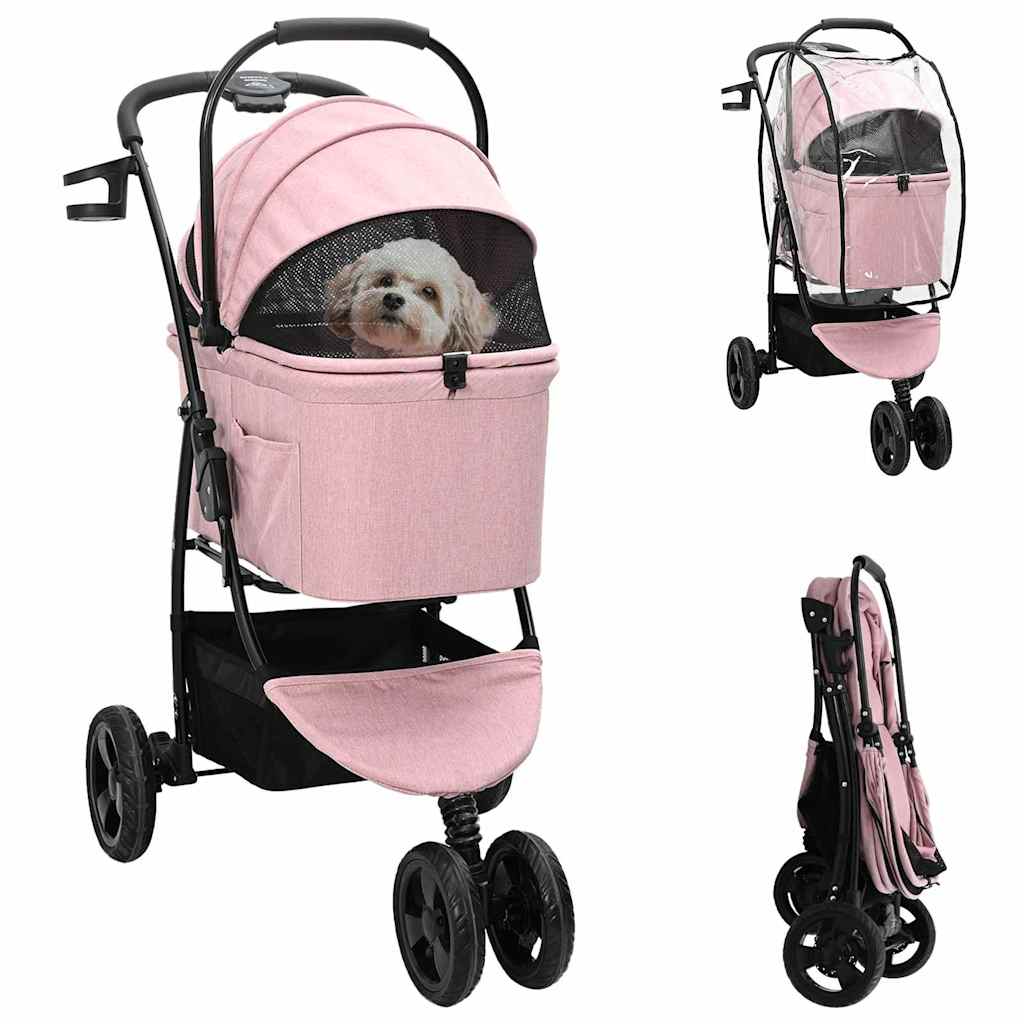 vidaXL Faltbarer Katzenwagen & Hundewagen Haustierwagen Rosa 81 x 47 x 99 cm 600D Oxford Stoff