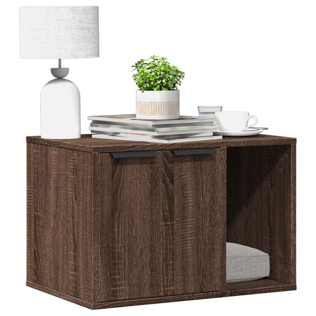 vidaXL Kommode mit Rückzugsort oder Katzenklo Weiß 60x40x40 cm Holzwerkstoff