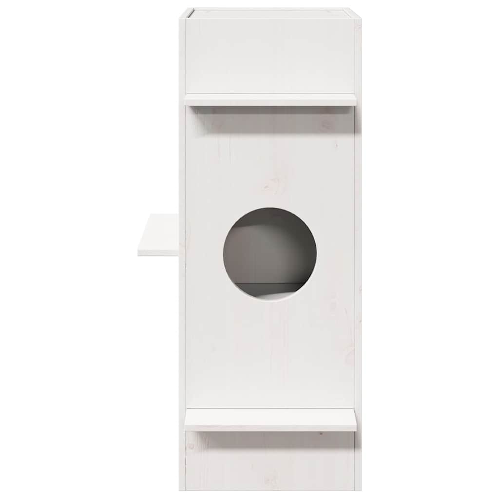 vidaXL Katzenhöhlenhaus Weiß 43x43x90 cm Massivholz Kiefer