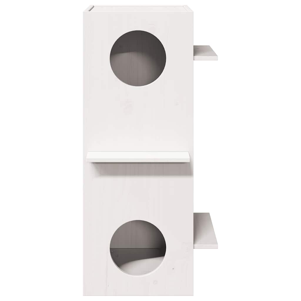 vidaXL Katzenhöhlenhaus Weiß 43x43x90 cm Massivholz Kiefer