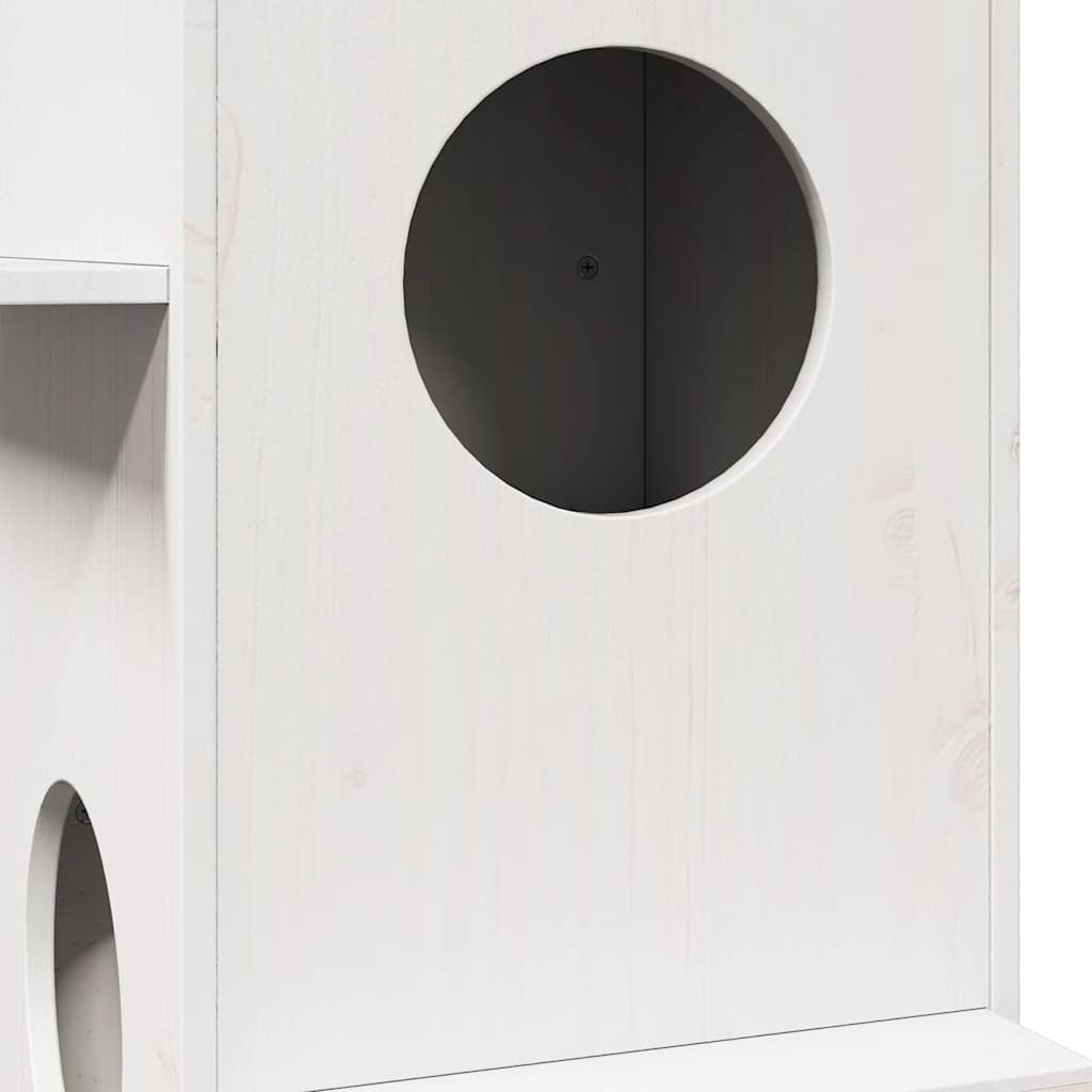 vidaXL Katzenhöhlenhaus Weiß 43x43x90 cm Massivholz Kiefer